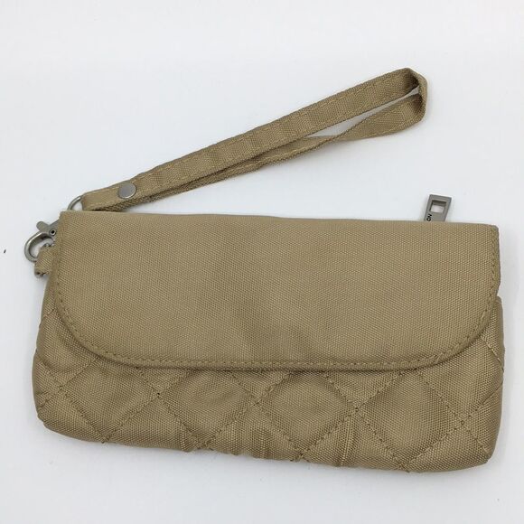 Travelon Taupe Fabric Nylon Inner Pocket Wristlet Wallet - Picture 1 of 14